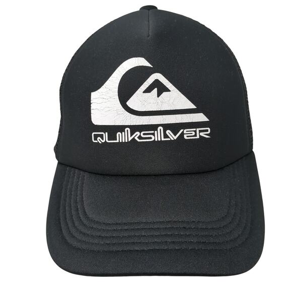 Quiksilver Snapback Mesh Back Trucker Hat Black One Size Adjustable - Picture 1 of 9
